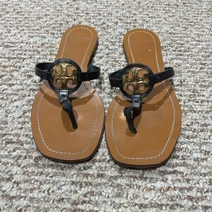 Tory Burch Square Toe Mini Miller Leather Thong Sandal 7.5
